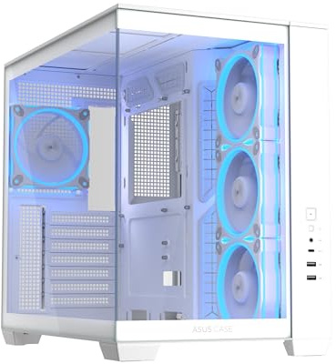 ASUS A32 PLUS TG ARGB WHITE Case ATX a Doppia Camera, Supporta Radiatori da 360 mm e Schede Grafiche da 420 mm, 4 Ventole ARGB Preinstallate, Gestione Pulita dei Cavi, Design Panoramico, Bianco