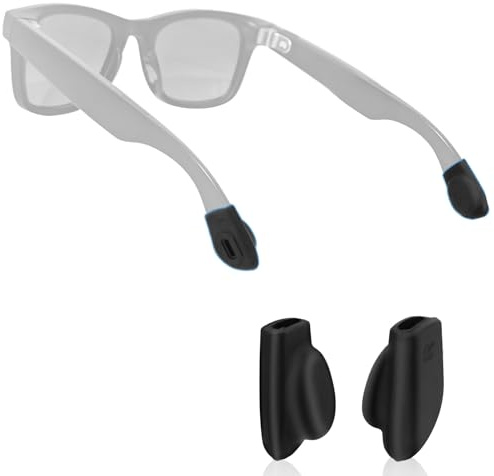 Sinbana Fixations Antidérapantes Oreilles pour Ray-Ban Meta Wayfarer/Skyler/Headliner et Lunettes Connectées 2e Génération Lunettes Accessoires, Silicone Coussinets d'Oreille (Noir)
