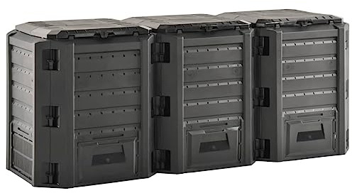 Lot de 3 Composteur de Jardin, Bac à Compost Composteur Thermique Compostage Rapide pour Déchets Noir 1200 L
