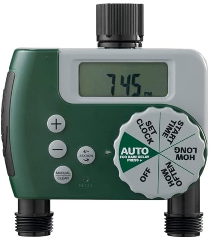 Orbit 58910 Programmable Hose Faucet Timer, 2 Outlet, Green