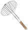 4U-Onlinehandel Fischbräter 30x17cm Fischgriller Fischzange Grillkorb Grillwender Fischhalter Grillaufsatz mit Holzgriff Stahl verchromt