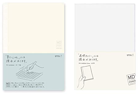 Midori MD Notebook - A5 Grid Paper (15003006) + MD notebook cover & lt; A5 & gt (49360006) -VALUE SET