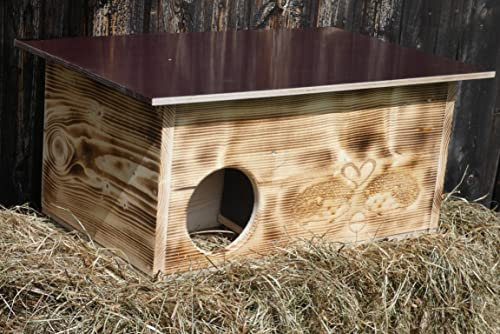 Premium Igelhaus 62cm x 40cm x 29cm Igelhotel 20mm Vollholz Winterfest Kein Bausatz: Labyrintheingang easytouch-Rattenklappe mit und ohne Boden, eigene Herstellung (ohne Boden edel geflammt)