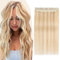 TESS Clip in Extensions Echthaar Blond Balayage 40 cm, Ein Stück Clip in Echthaar Haarverlängerung 5 Clips Remy Haar Extensions 45 g #18P613 Goldblond/Blond Extensions Clip in Echthaar
