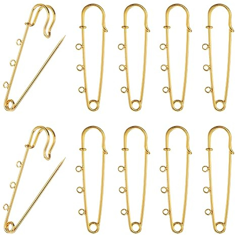 SUNNYCLUE 1 Caja 10 Piezas Broche Chapado En Oro de 18k Alfileres de Seguridad Broches Hallazgos Alfileres de Falda con Lazos Alfiler de Seguridad Resistente para Fabricación de Joyas Accesorios Costu