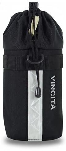 Vincita Voyage Stem Bag Bike Water Bottle Holder Insulated Stem Bag Handlebar Attachment Cup Holder Food Snack Storage for Folding Bikes. (Black, Small)