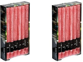 Stabkerze Kerze Rustic 2 x 12er-Set (24 Stabkerzen) – Brenndauer: 8 Std., rußfrei – für Kerzenständer, Kerzenhalter - Kerze, Adventskranz, Advent, Weihnachten, Deko, Gastro, Hochzeit - (Rosa)