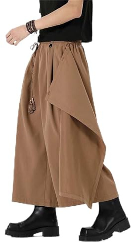 RUMAOZIA Pantaloni da Uomo Gonna Tradizionale Samurai Hakama Harem Trend Autunno Inverno Casual Baggy Streetwear Kilt Stile Giapponese Rock, O