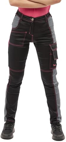 strongAnt Pantalon Femme en élastane pour la randonnée et Autres activités de Plein air et Le Travail - Noir-Rose. Taille: 44