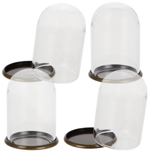 SUPVOX 4 Pièces Lot de 4 Cloches en Verre Transparent avec Socle 25X38 CM, Dômes Miniatures pour Maison de Poupée, Protection de Fleurs Stabilisées, Décoration Miniature et Couvertures de