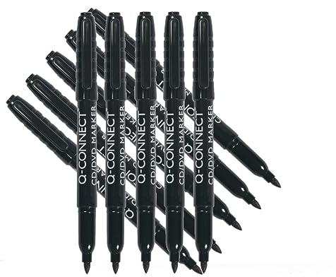 Q-Connect Permanent Marker Fine Bullet Tip KF02300 - Black, Pack of 10
