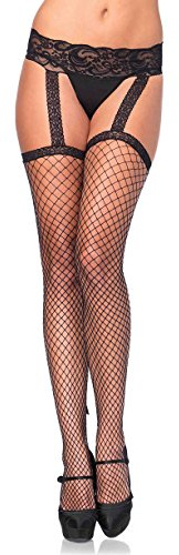 Leg Avenue Bas Jarretelles Filet Noeuds Noir Taille Unique