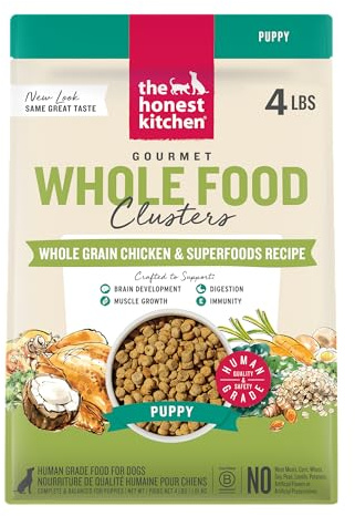 The Honest Kitchen Human Grade Dry Dog Food, Whole Food Clusters Puppy Whole Grain Dry Dog Food,Chicken, 4 lb Bag