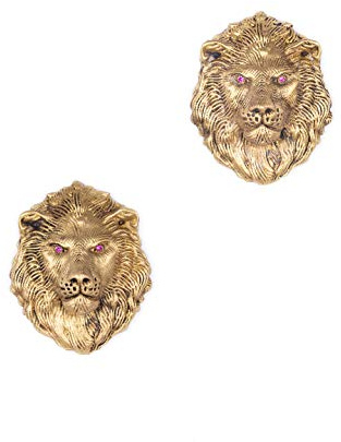 Vatslacreations Boutons de manchette de luxe en forme de tête de lion doré pour homme, boutons de manchette en laiton de qualité supérieure avec boîte cadeau, 30 × 25 mm – Cadeau de Noël élégant pour