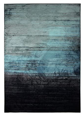Thedecofactory Viskose Royale – Teppich aus Viskose, Linienmuster, Grün, Blau, 160 x 230 cm