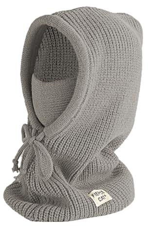 JFAN Gorro Invierno Niñas y Niños Gorros de Punto Cálido Gorro y Bufanda 2 en 1 Pasamontaña Unisex Gris