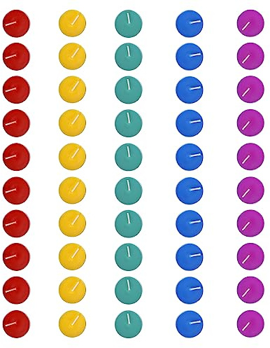 Linegohts 50pcs Unscented Assorted Colors Tealights Candle - 4+ Hour Burn Time - Clean-Burning Palm Votive Smokeless Tealights Candles for Home, Shabbat & Anniversaries… (50pcs)