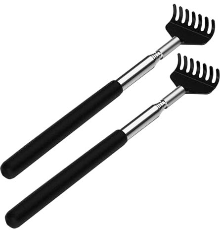 2 Stück Rückenkratzer, Kratzhand gegen Juckreiz, Teleskop Kratzhand, Premium Edelstahl Rückenkratzer, Für Wohltuende Kratzgefühle, kratzhand, back scratcher, vibratorensets für männer 22 Bis 68 cm