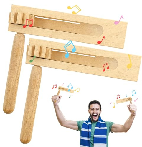 2PCS Carraca de Madera,Sonajeros de Madera de Trinquete,Carraca Instrumento