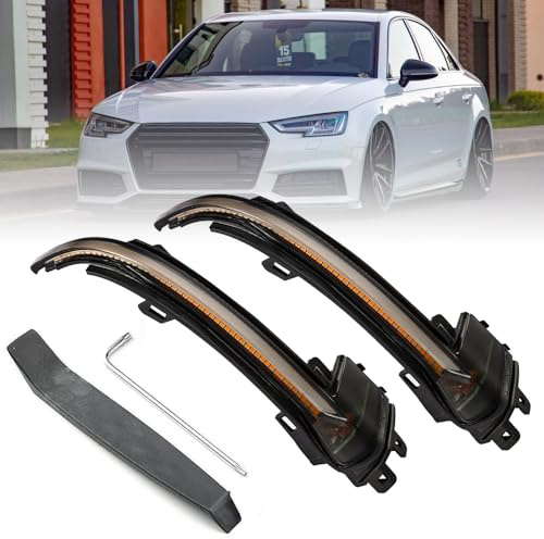 GEARCELL LED Dynamic Turn Signal Light Wing Mirror Turn Signal Light Fit for Audi A4 B8.5 A5 B8.5 S5 A3 8P RS3 RS4 RS5 Mirror Indicator Light, Yellow Light 1 Pair