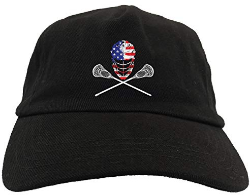 USA Helmet Crossed Lacrosse Sticks - Dad Hat (Stone)