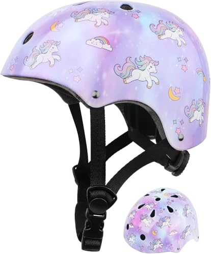 FYHART Casco Ajustable para Bicicleta Infantil, Casco de protección para niñas, niños pequeños y jóvenes para Bicicletas, monopatines, patinetes y Patines en línea (Morado, S)