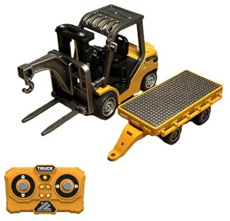 Velexia Mini Forklift Remote Control, 2 in 1 Transform Lift Fork & Hook, with Lights & Sounds, Mini Construction Toy for Kids Adults