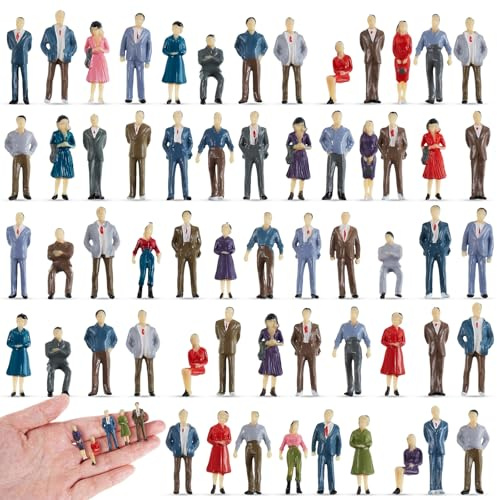 Skylety 80 Mini Figurine di Persone Modello 0,98 Pollici in Scala 1:75 dei Treni Architettonici Dipinte Piccole Persone Giocattolo di Figurine in Miniatura in Plastica Persone Sedute in Piedi