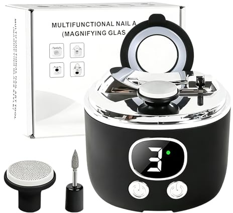 Cortaúñas Automático, Con Removedor de Cutículas, Lámpara Lupa LED, Doble Cuchilla, 3 Velocidades, Pantalla Digital y Recipiente para Polvo de Uñas, Cuidado de Uñas para Bebés, Adultos