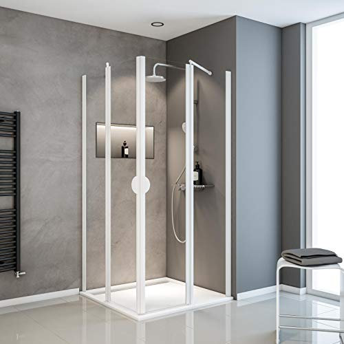 Schulte Sunny Duschkabine Eckeinstieg mit Drehtüren, 180 cm Höhe, 80 x 80 cm, Sicherheitsglas (ESG), klar hell, D236004 04 50
