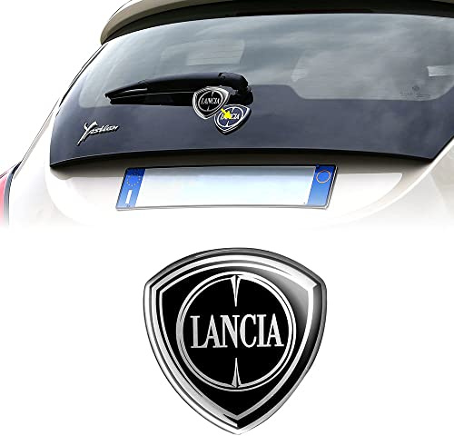 Lancia 21265 Adesivo 3D Logo Ufficiale per Ypsilon Nero, Posteriore, 71 x 73 mm