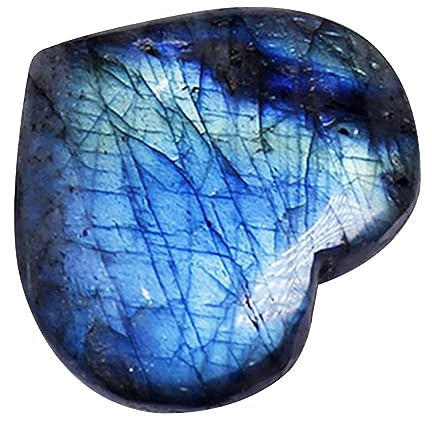 Gusengo Bolsillo labradorita | Palma Natural en Forma corazón,Colección Mineral Reiki Pocket Crystal Tumble, Piedras hojaldre en Forma corazón para Regalo meditación