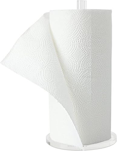 WORHE Papierhandtuchhalter für die Arbeitsplatte, transparentes Acryl, 15 cm Durchmesser, dickere, stabile Basis, für Küche und Bad, Papierhandtuchspender für Taschentuchrollen, 1 Packung (YGC001)