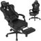 Popsit Gaming Chair with Footrest-Computer Ergonomic Video Game Chair- Big and Tall Office Chair with Headrest Lumbar Support PU Leather Height Adjustable Task Swivel Computer Chair for Adults -Black