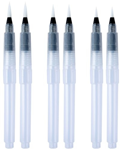 Set di pennelli per acquerello, set di 6 pennelli per pittura Pennello per artista Aqua Pen di 3 dimensioni con serbatoio d'acqua per pittura ad acquerello, fusione, lettere, calligrafia