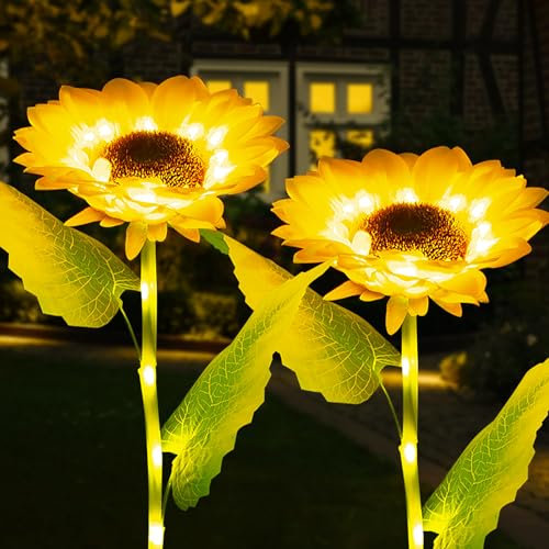 Fohil Luci solari girasoli solari luci da giardino 2 modalità decorazione da giardino impermeabile decorazioni di luci decorative per prato, patio, cortile, percorso