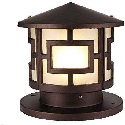 SmPinnaA Lampe De Colonne De Porte Extérieure Lampe De Colonne Rétro Européenne Jardin Rond Ip55 Lampe De Jardin De Villa Étanche Lampe De Paysage E27 Décoration De Poteau De Pavillon,L