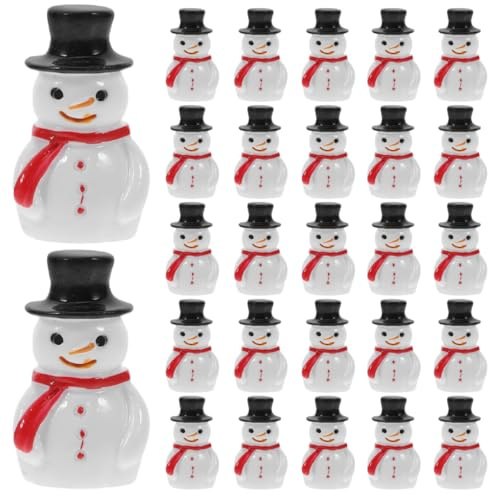 Cabilock 1set Mini pupazzo di neve di Natale Mini figure fiocchi di neve decorazione Natale pupazzo di neve tazza fiocchi di neve Natale appeso ornamento di Natale Figurine da tavolo Mini figura