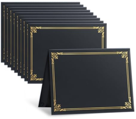 Sadoup 12 Pack Black Certificate Holders, Gold Foil Covers for Graduation