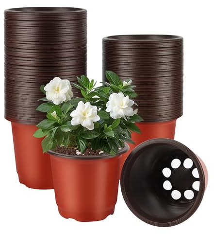 HO-SFSM Juego de 100 Macetas Plástico con Agujeros de Drenaje - Ø 10cm - Macetas de Inicio de Semillas y Contenedor de Trasplante de Plantas Reutilizables - Ideales para Plantas de Interior, Exterior