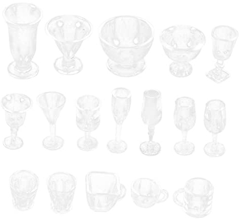 ERINGOGO Lot de 17 Pièces de Vaisselle Miniature en Plastique Réaliste pour Maison de Poupée 1:12, Décoration Fonctionnelle et Présent pour Amateurs de Maisons de Poupée
