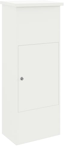 vidaXL Caja de Paquetería Exterior en Blanco, Hecha de Acero, Medidas 44.5 x 29 x 110.5 cm, Impermeable, Con Cerradura Segura, Manijas, Puertas con Bisagras, Cerraduras de Hojalata, Resistente a Cli