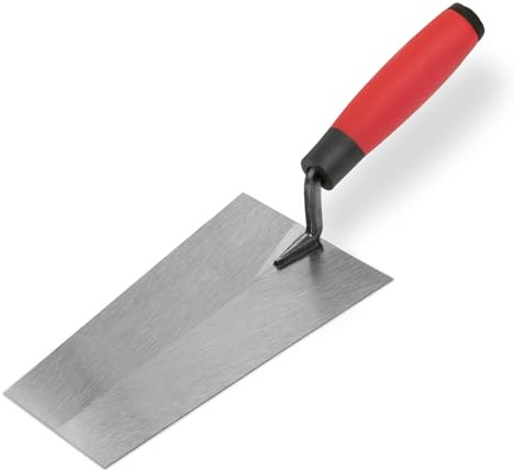 180mm Bucket Trowel – Carbon Steel Blade with TPR Handle for Scooping & Spreading Mortar, Plaster & Building Materials