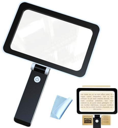 Loupe de Lecture avec lumière - 3 loupes de Lecture avec lumière - pour Personnes âgées - avec 24 Lampes LED Ultra Lumineuses et à intensité Variable - Loupe de Lecture Pliable - Idéale pour Lire