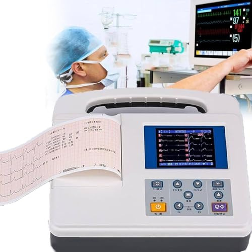 Portable ECG Machine, 12-Lead 3-Channel Digital Electrocardiograph Heart Monitor with Printing Paper, LCD Patient Monitor
