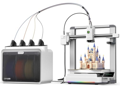 SPARKX I7 Combo 3D Printer, Multi Color with CFS Lite AI Photo to 3D Printing 500mm/s High Speed Auto-Leveling RGB Light 95% Pre-Assemble Essential Parts Low Noise 10.24×10.24×10 inch