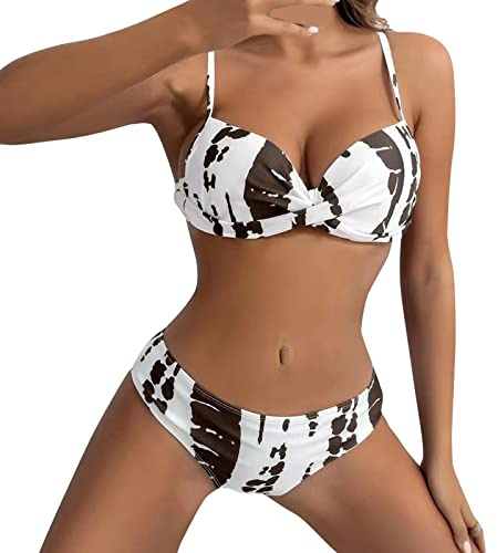 Generisch Bikini de Tie Dye Bandeau para mujer, push up, brasileño, traje de baño con diseño de vendaje