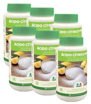 MARBEC ÁCIDO CÍTRICO PURO 1KGx6UDS Detergente desincrustante antical, suavizante natural, polvo hidrosoluble, para baño, cocina, electrodomésticos.