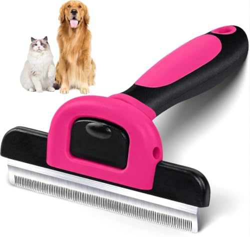Cepillo para Perros y Gatos Profesional - Cepillo para Mascotas de Pelo Corto y Largo, Eficaz para la Eliminación de Pelo Muerto y Cuidado del Pelaje de su Mascota, DOGGIE® (Rosa)