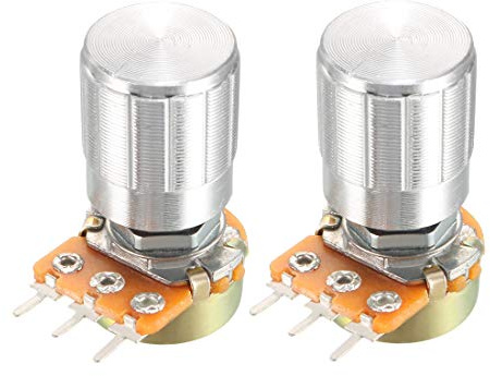 sourcing map 2 Pcs 10K Ohm Variable Resistors Single Turn Rotary Carbon Film Taper Potentiometer with Knob